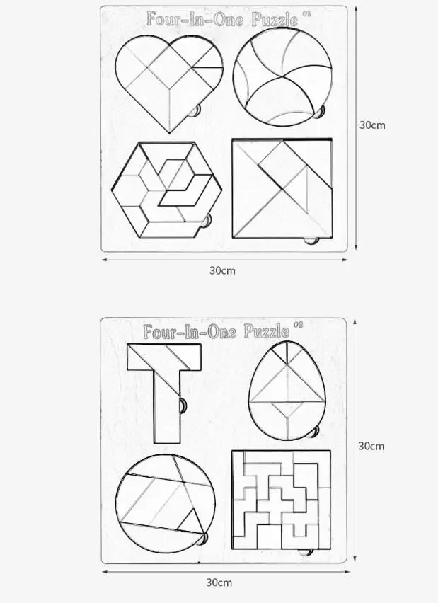 ปริศนา 4 IN 1 ของเล่นบล็อกอาคารสี DIY Clever Board Collection ของขวัญสร้างสรรค์ของเล่นไม้ปริศนาเด็กเกม