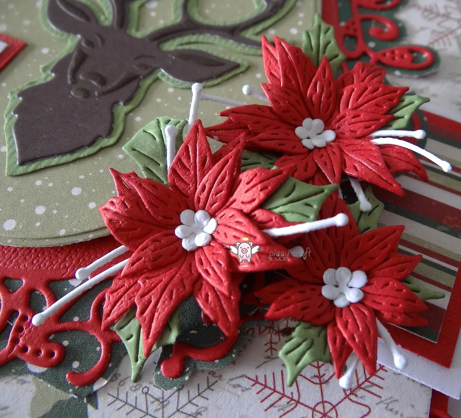 Piggy Craft Metall-Stanzformen, Schneidformen, Weihnachtsblumen, Blätter, Scrapbook-Papier, Bastelformen, Klingenstanzen, Schablonen, Stanzformen