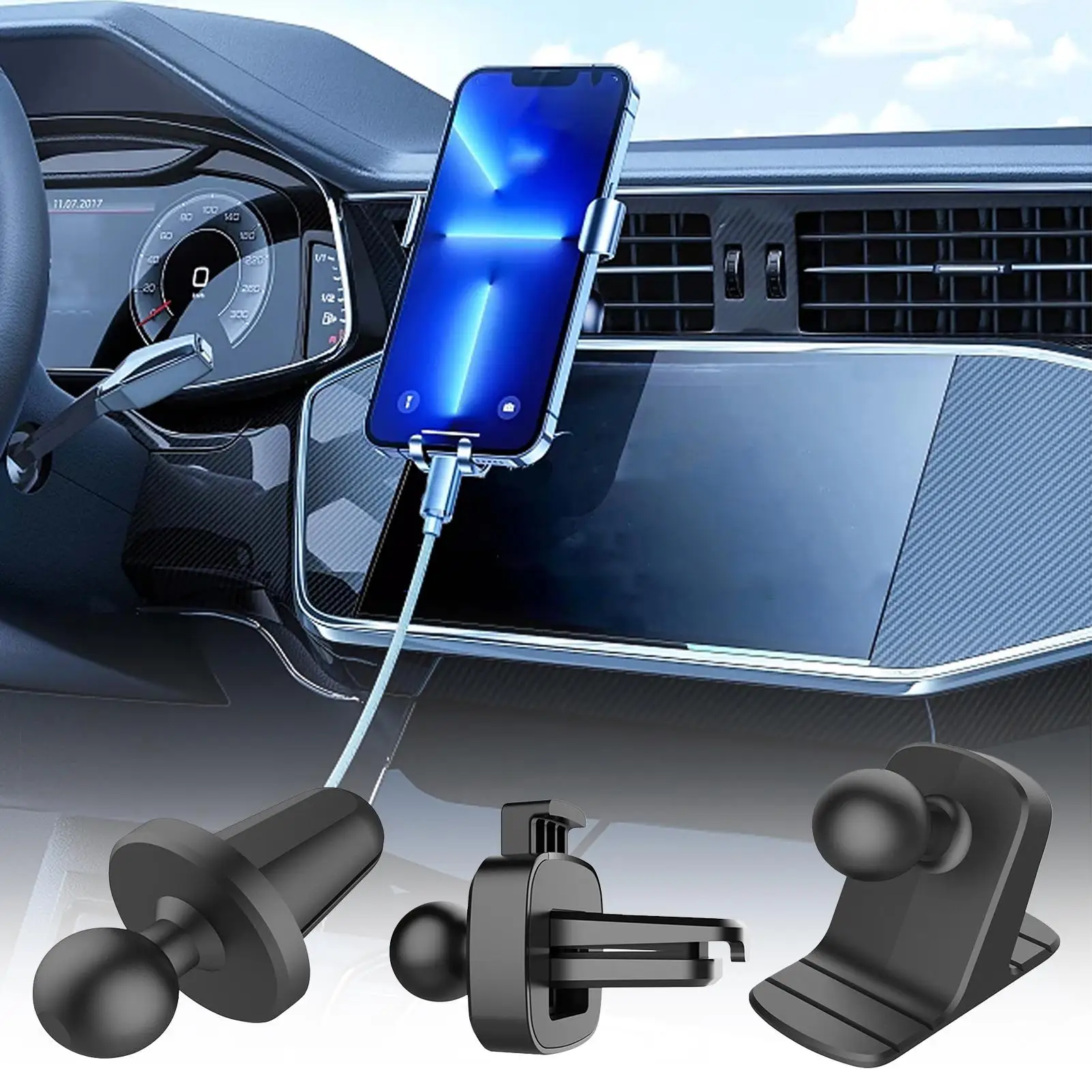 Suporte Universal para Celular Automotivo Mãos Livres com Clipe para Saída de Ar e Painel/Vidro