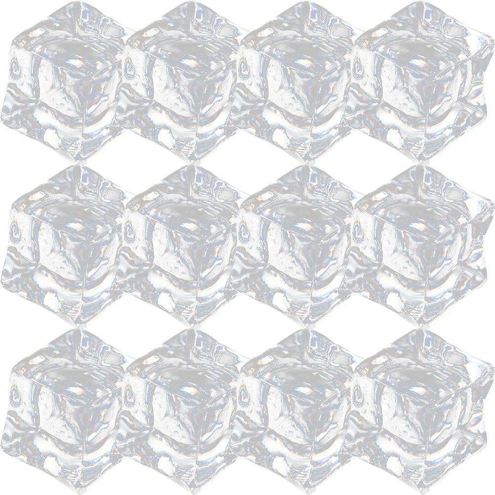 

60pcs Fake Cubes Simulation Ice Cube Square Clear Plastic For Vase Fillers Decorative Ice Cubes Party Wedding Decoration Prop