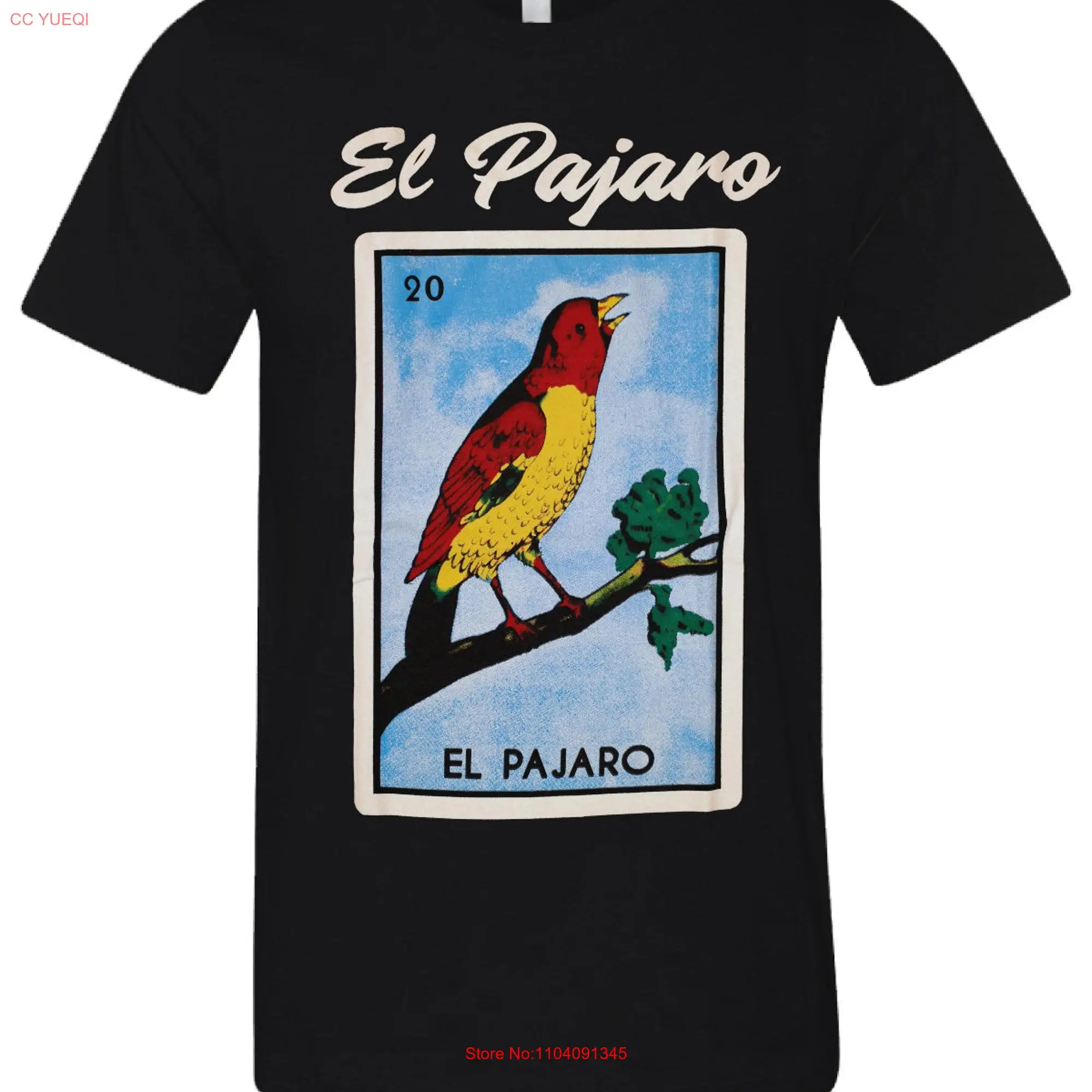 El Pajaro Loteria Mexican Bingo T Shirt Novelty Funny Family Black New long or short sleeves