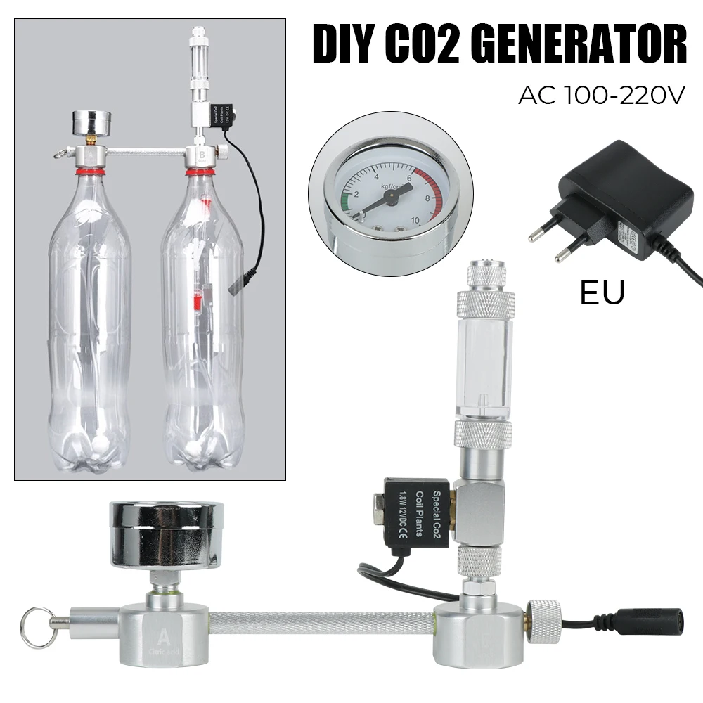 Aquarium Equipment For Aquatic Plant Growth With Solenoid Valve CO2 Generator System Kit Bubble Counter Diffuser