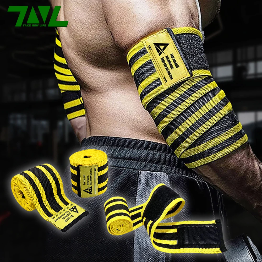 110cm nałokietniki siłownia mężczyzna Wrap kulturystyka ochraniacz na łokieć pasek bandaż wsparcie Fitness sport ochrona do wyciskania na ławce【1PC】