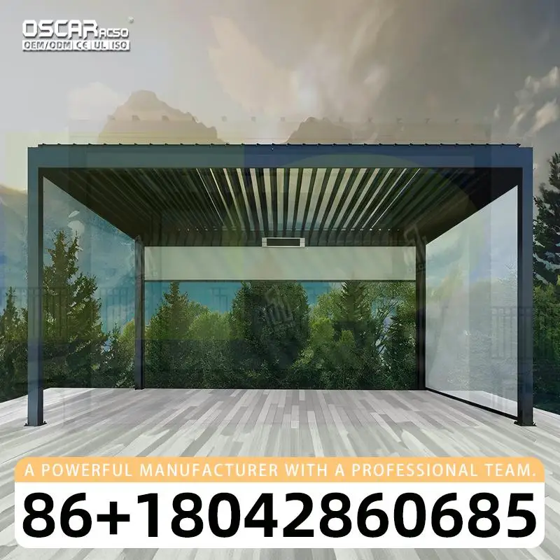 

4x3 3x4 моторизованная электрическая алюминиевая уличная боковая крыша, роскошная беседка для сада, патио, беседка на заднем дворе