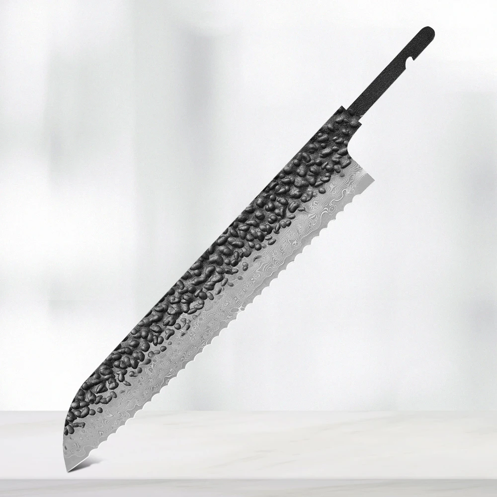

YIZHMA 8.5" Damascus Steel Serrated Bread Knife Full Tang Blank Blade DIY Handmade Japanese Chef Kitchen Sharp Edges Making Tool