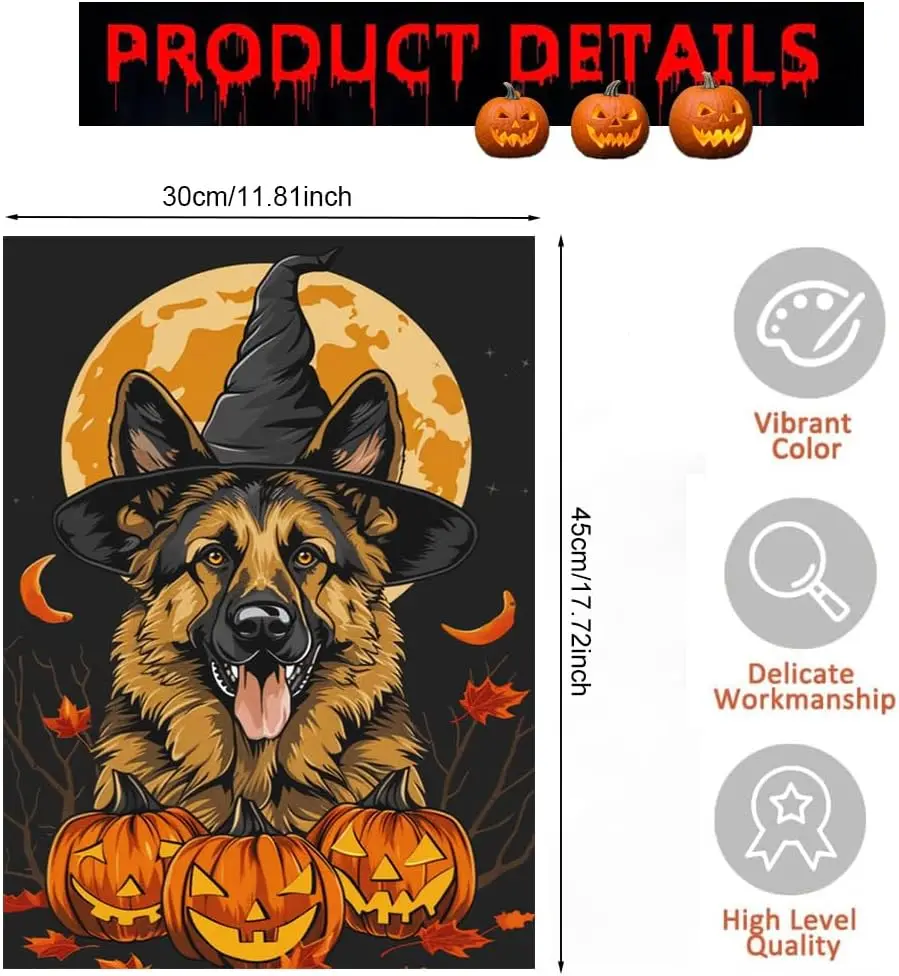 Halloween Haunted House Cat Garden Flag 12x18 Inch Vertical Double Sided Fall Polyester Fiber Yard Flag Outdoor Decoration H LLG