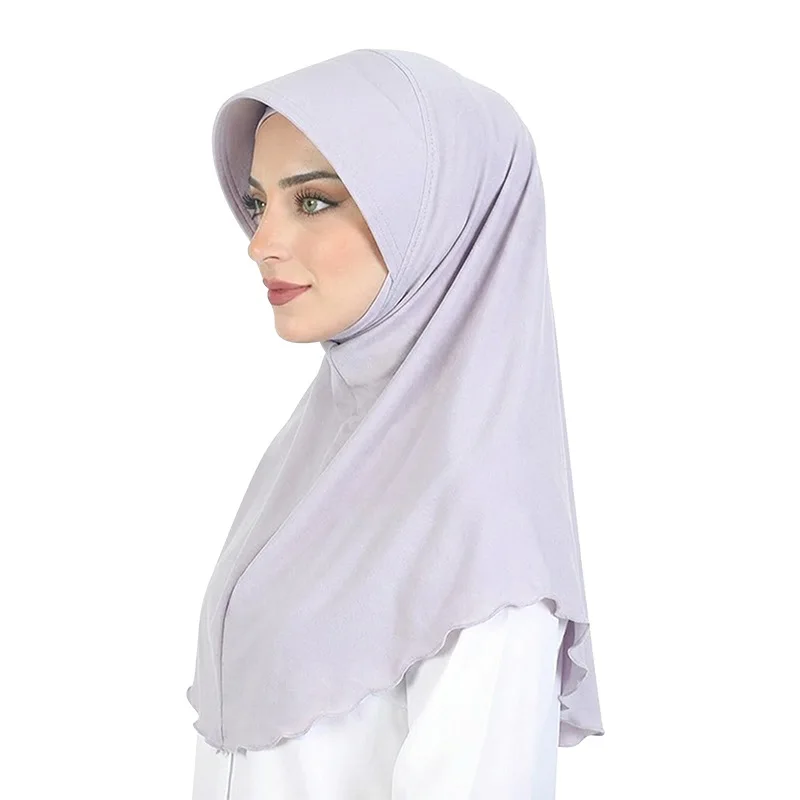 

Solid Color One Piece Amira Hijabs Instant Muslim Women Khimar Wear Directly Prayer Turban Full Cover Shawls Headwear Turbante