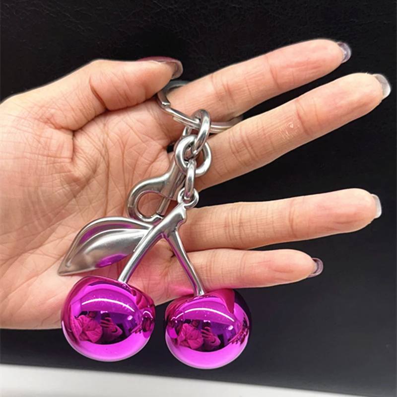 For Coach Handbag Shoulder Bags Fashion Glitter Mirror Face Purple Cherry Pendant Women\'s Keychain Bag Charm Accessories Gift