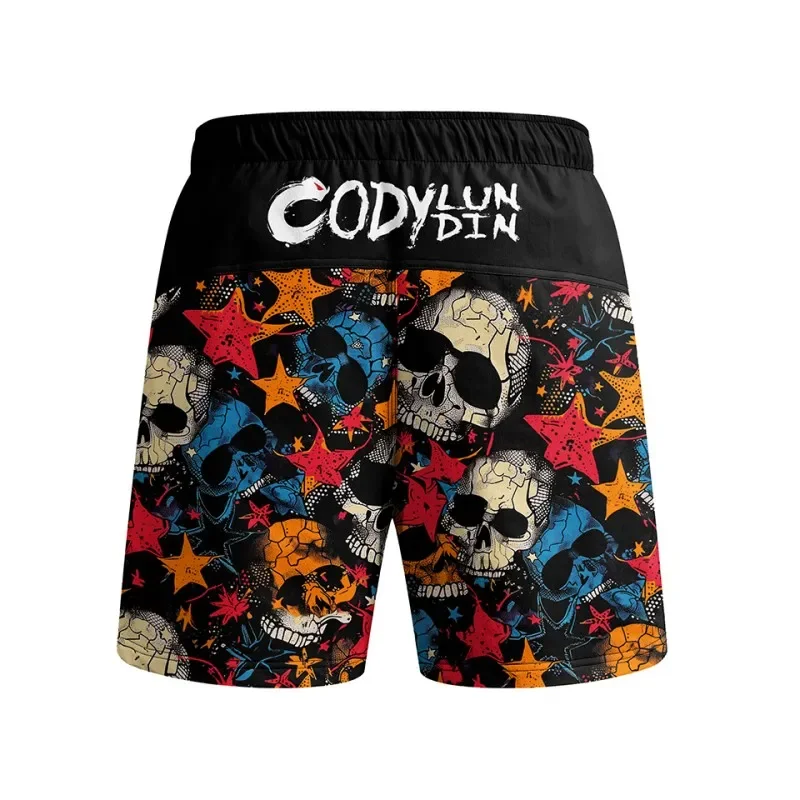 New Skull MMA Compression Rashguard T-Shirt+Shorts Set Bjj Rash guards Jiu Jitsu Shirts Muay Thai Workout Boxing Clothing Suit