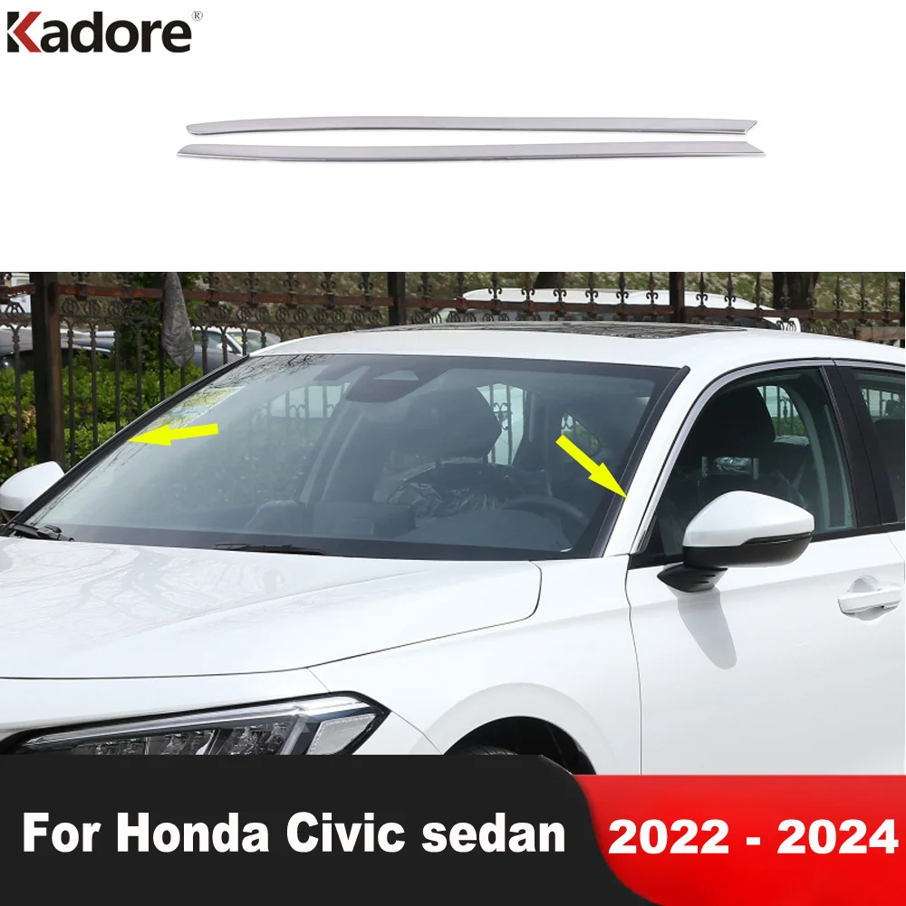 For Honda Civic 11th Sedan 2022 2023 2024 Stainless Steel Car Front Window Windshield Cover Trim Molding Strip Accessories