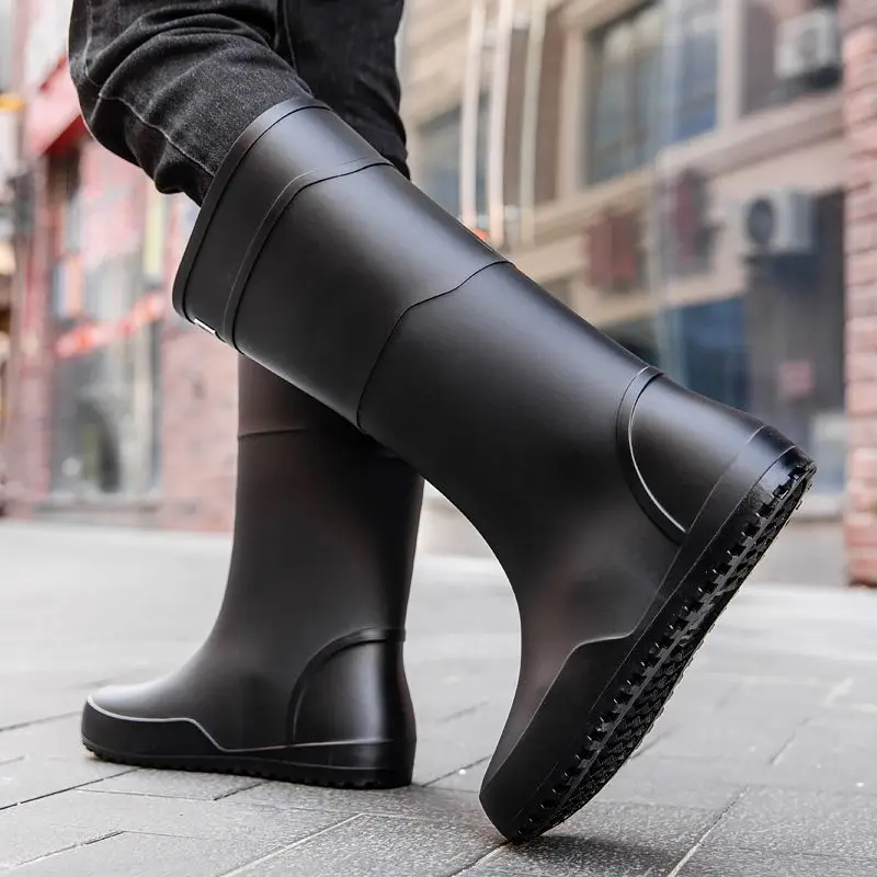 

Мужская обувь для работы, нескользящая обувь с длинным круглым носком для подростков, резиновые сапоги высокого качества, удобные резиновые сапоги с широкими пальцами для мужчин