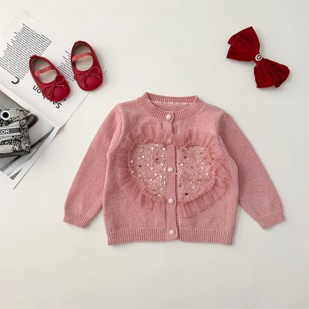 فتاة سترة الخريف الشتاء سترة الحياكة الترتر لا مقنعين طويلة الأكمام لطيف الاطفال الملابس سترة سترة مقبلات تنورة #6