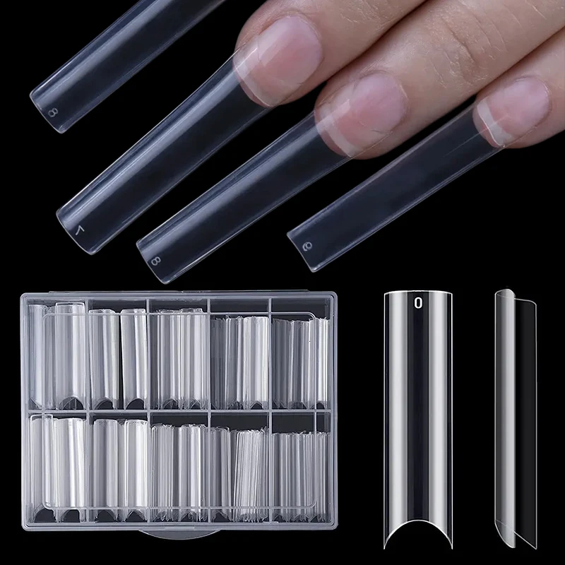 200pcs/Box XXL C Curve False Nail Tips Clear Extra Long Straight Square Artificial Press On Fake Nails Manicure Salon Tools