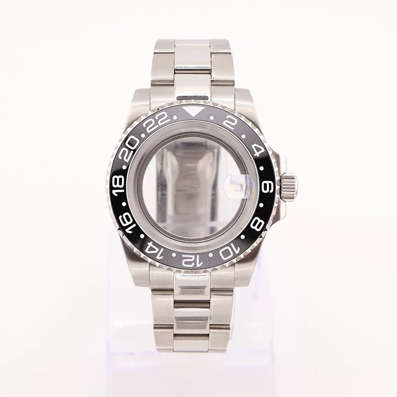 40mm GMT Bezel Insert Watch Cases Sapphire Glass Oyster Bracelet for Seiko Mods NH35 NH34 NH36 Movement Repalcement Parts