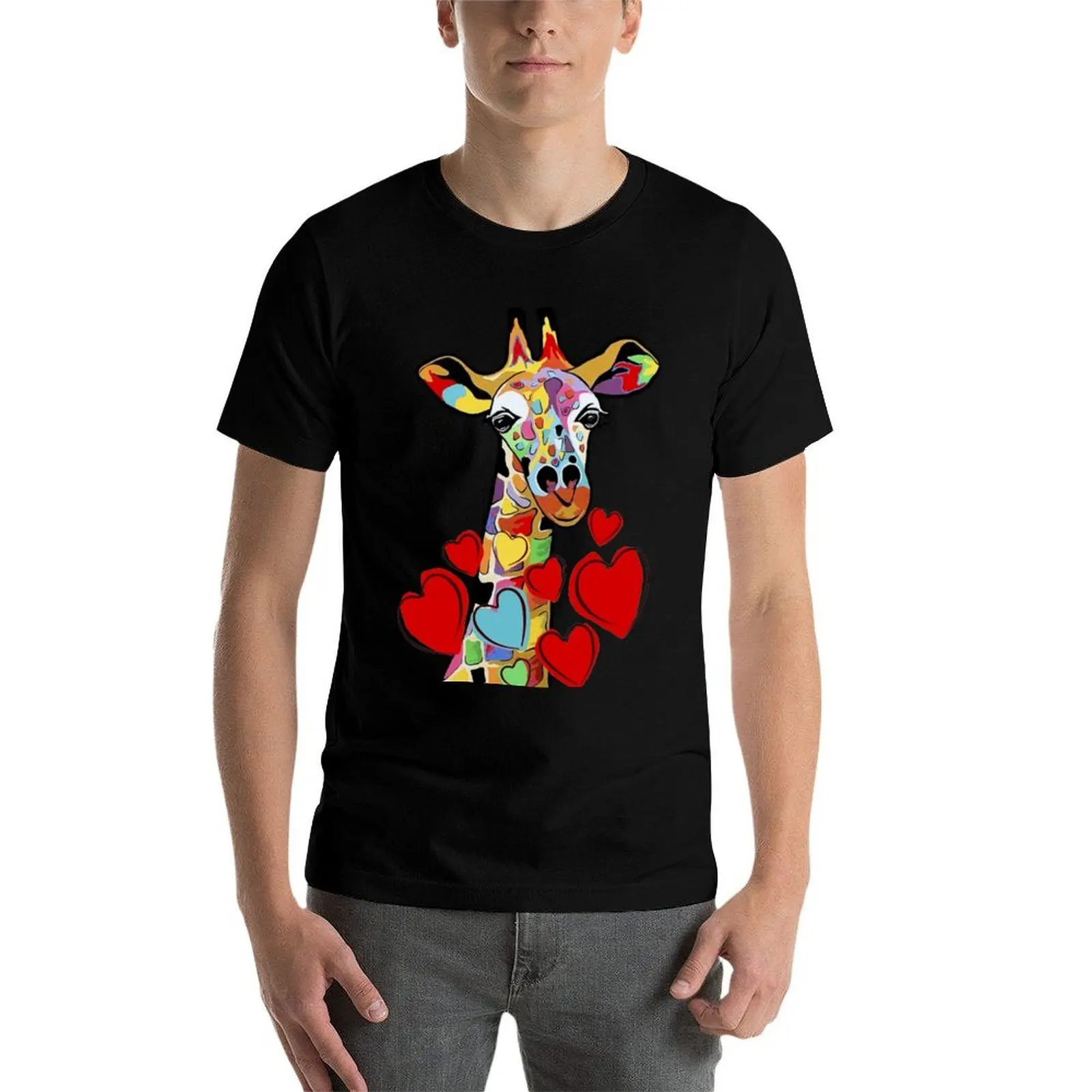 Womans Adorable Giraffe Print T-Shirt man t shirt cotton t shirts for man cotton t shirt personalised T-Shirt