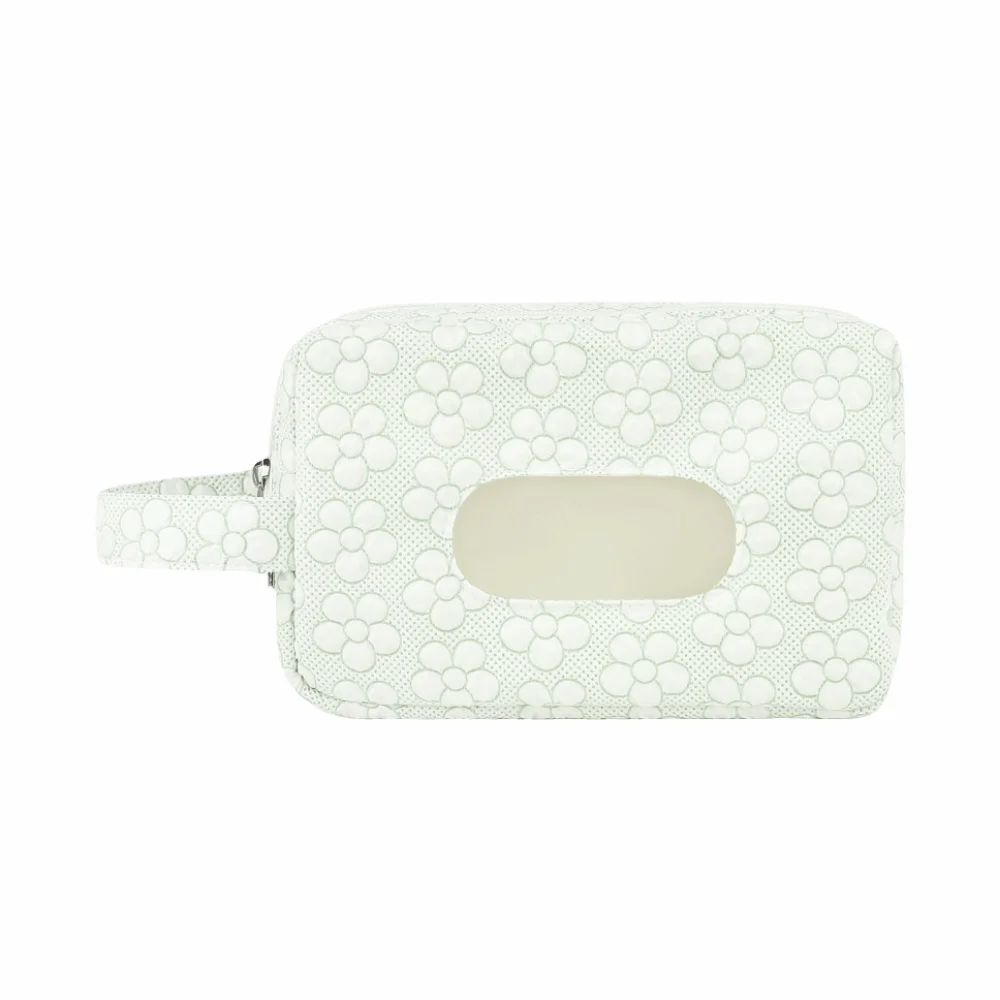 2-in-1 Baby Diapers Storage Pouch Flower Pattern Double Zippers Stroller Storage Bags Portable with Handle