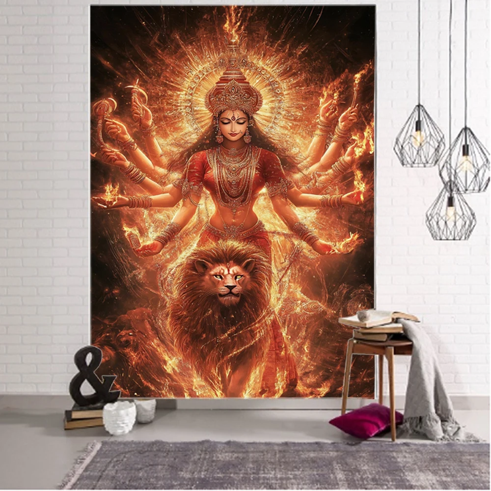 Egyptian queen, Indian elephant trunk god, Indian goddess, background decoration, tapestry, mandala, home decoration