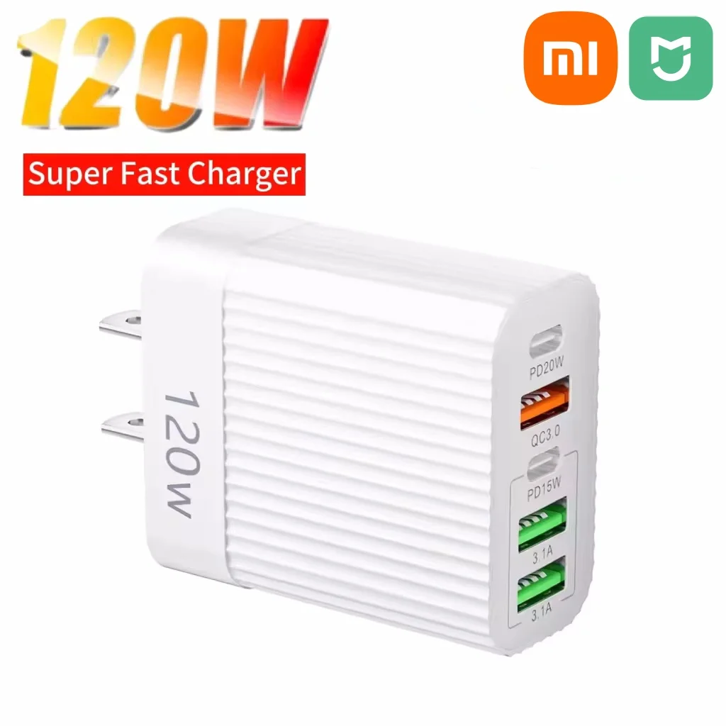 

Xiaomi Mijia 120W USB Fast Charger 5 Ports PD Type C Quick Charge Phone Charger Adapter For iPhone 16 Pro Samsung Xiaomi Huawei