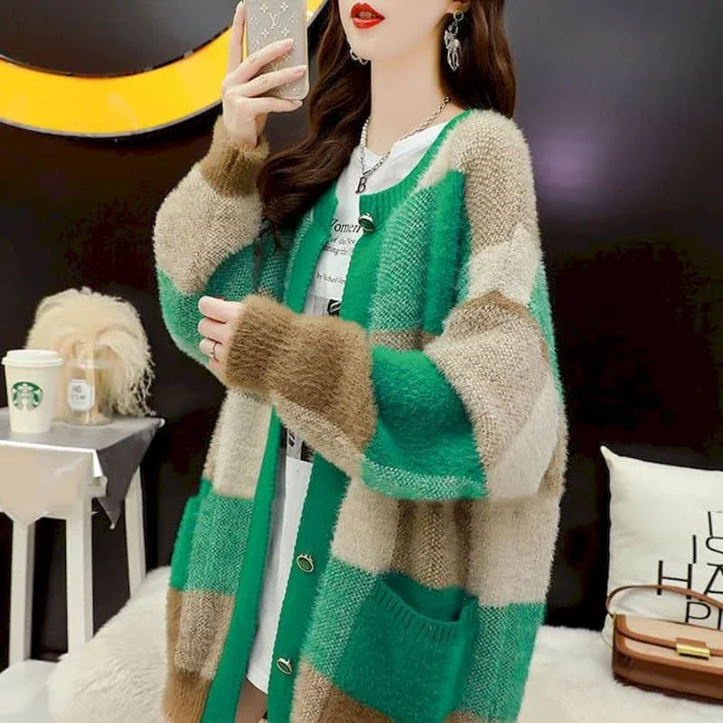 

Sweaters Women Knitted Cardigans for Women Loose Casual Vintage Single Breasted Coats O-neck Korean Style Long Sleeve Women Tops