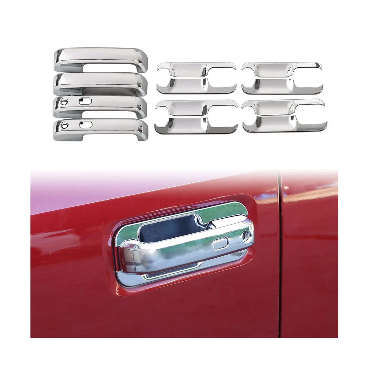 For Ford F150 2015-2020 Door Handles Covers + Door Bowl Protector Covers Trim Accessories - ABS Silver