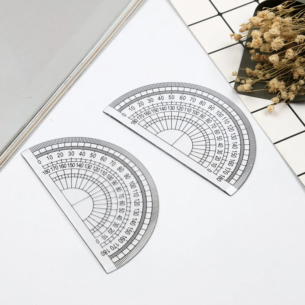 10Pcs 180 Degree Plastic Protractors Small Protractor Math Angle Measuring Tools for Students School Office Technical Use
