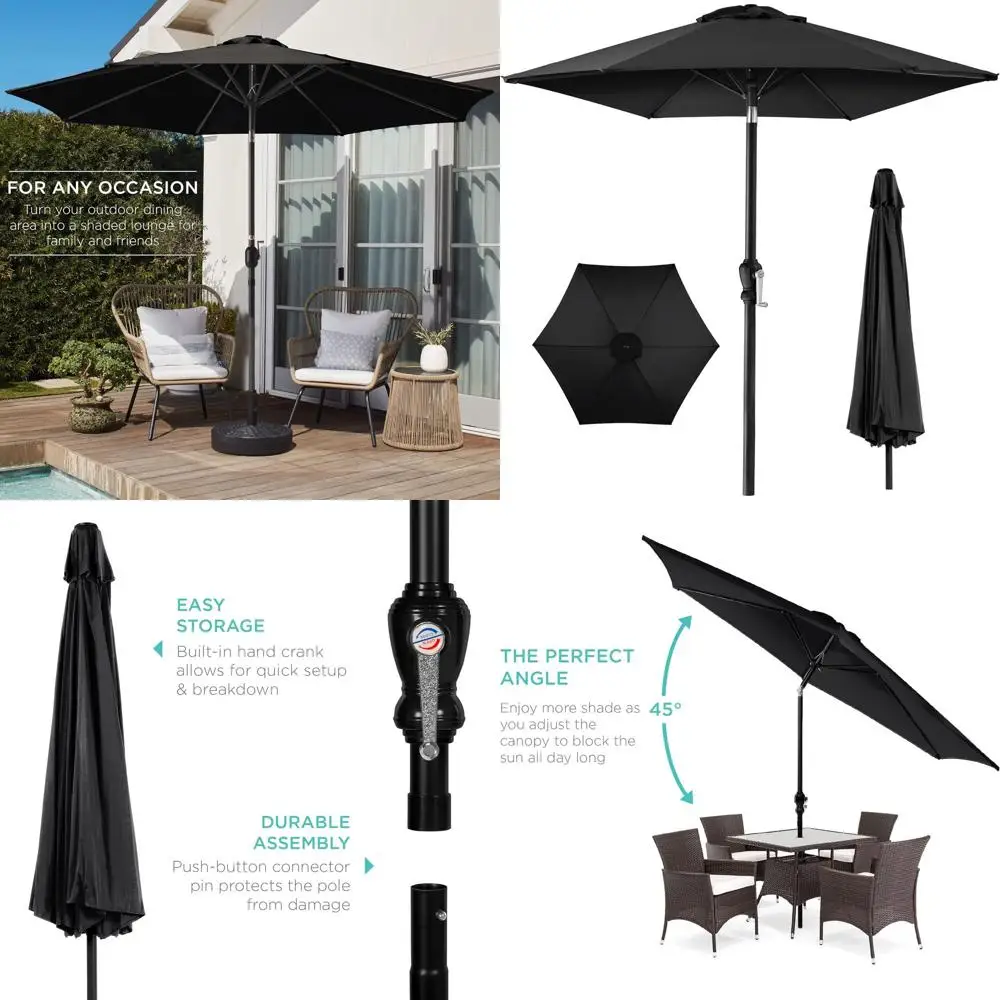 

Зонт для патио 3-метровый с металлическим каркасом, полиэстеровым тентом, ручным подъемом и кнопочным механизмом наклона