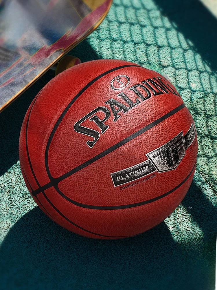 Bola de Basquete Profissional Spalding Platinum TF1000 em Couro Ultra-Resistente para Competição Tamanho 7 para Fãs e Atletas