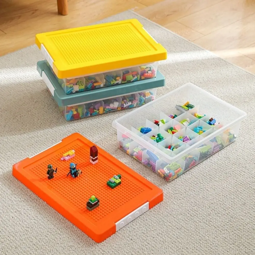 

2-слойный ящик для хранения строительных блоков, съемная крышка, прозрачный детский органайзер, штабелируемый держатель для частиц большой емкости
