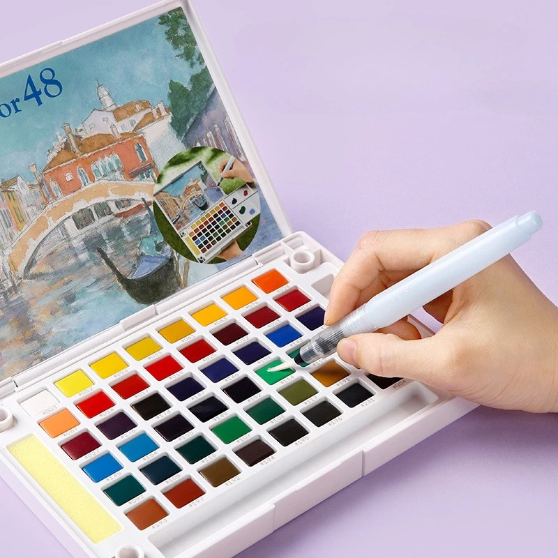 SAKURA Solid Watercolor Pigment Set Portable Sketch Painting 12/18/24/30/36/60/72 Colors Student Art Supplies for Artist