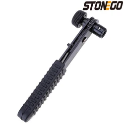 STONEGO 1PC Mini Black 1/4Inch 90° Right Angle Steel Ratchet Wrench, Mini Screwdriver Sleeve Wrench Hand Tool