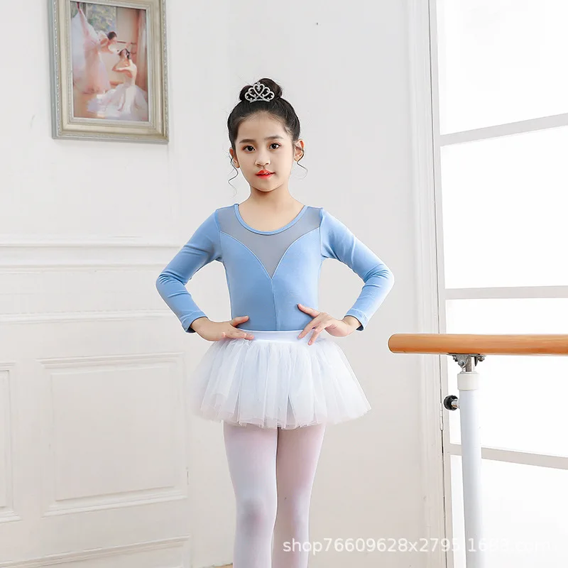 Children's dance skirt, half body gauze skirt, performance dress, fluffy skirt, ballet training short , white mesh girl dan