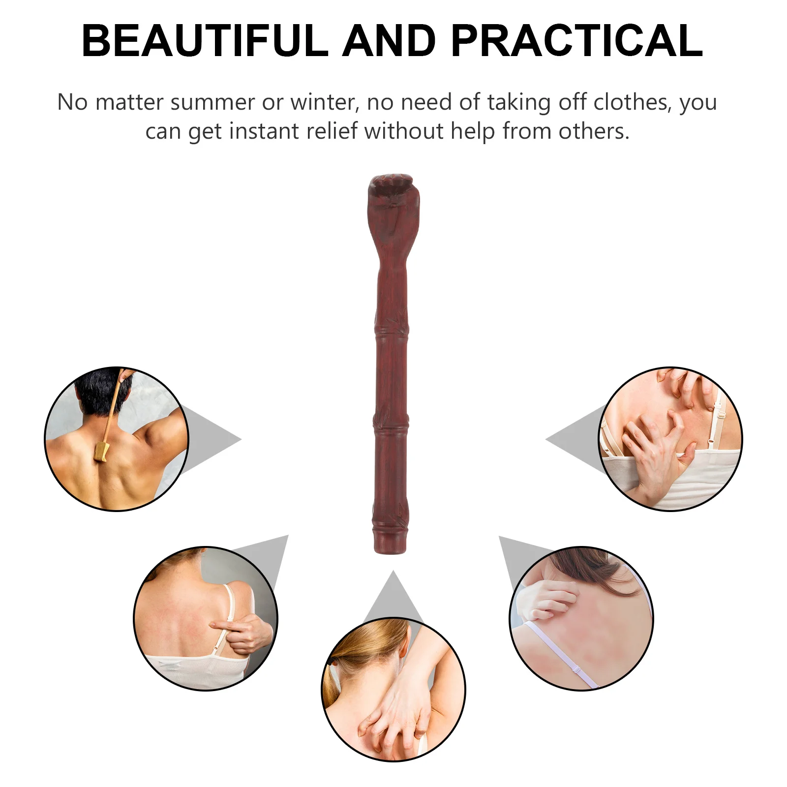 أداة خدش الظهر الخشبية ذات المقبض الطويل لتخفيف الحكة، جهاز تدليك الجسم المحمول للبالغين، أداة خدش للاستخدام المنزلي #3