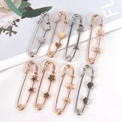 Simple Waist Buckle Fixed Strap Charm Safety Pin Brooch Anti Fall Sweater Cardigan Clip Chain Pearls Brooches Jewelry Anime Pins
