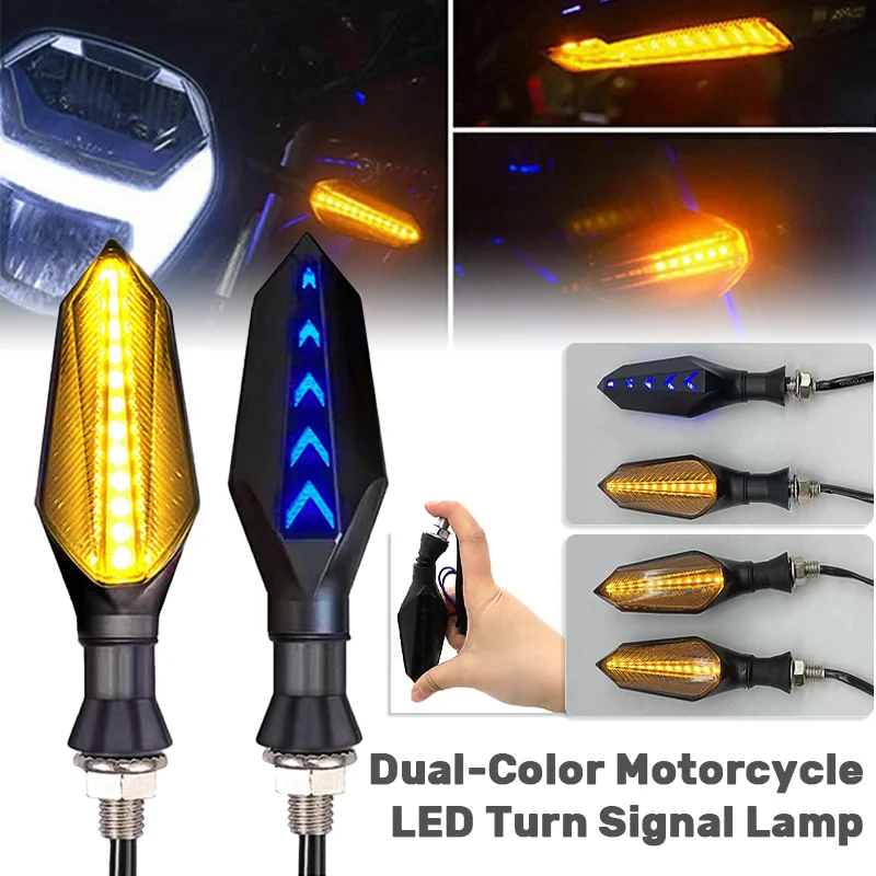 12V Motorcycle LED Turn Signal Lamp Dual-Color High Brightness Amber Flasher Indicator Light For YAMAHA YZF R1 R6 FZ1 FZ6 XJ6