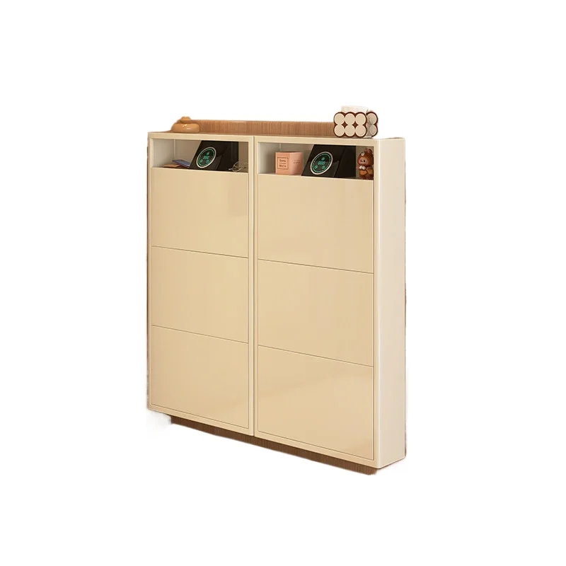 Household shoe cabinet Thin steel minimalist small apartment with disinfection large capacity tipping bucket shoe rack