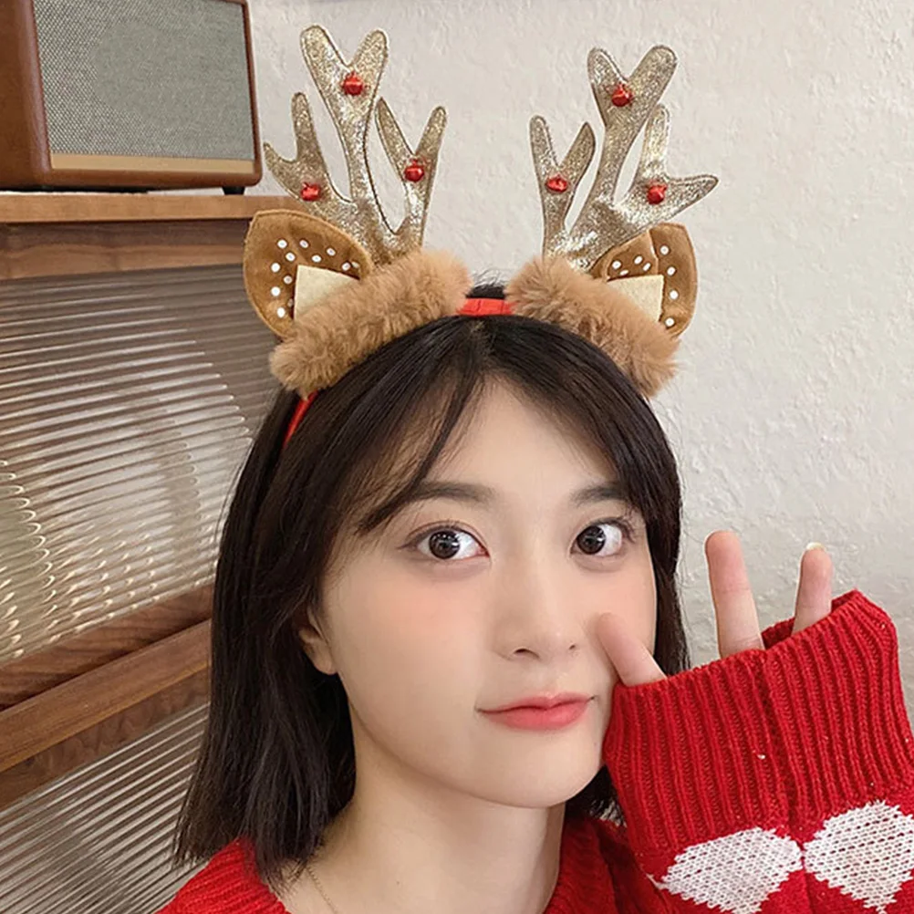 

2 Pcs Christmas Antler Hat Brown Decor Children Reindeer Headband Costume Hair Hoops Headdress Antlers Plastic Headbands Miss