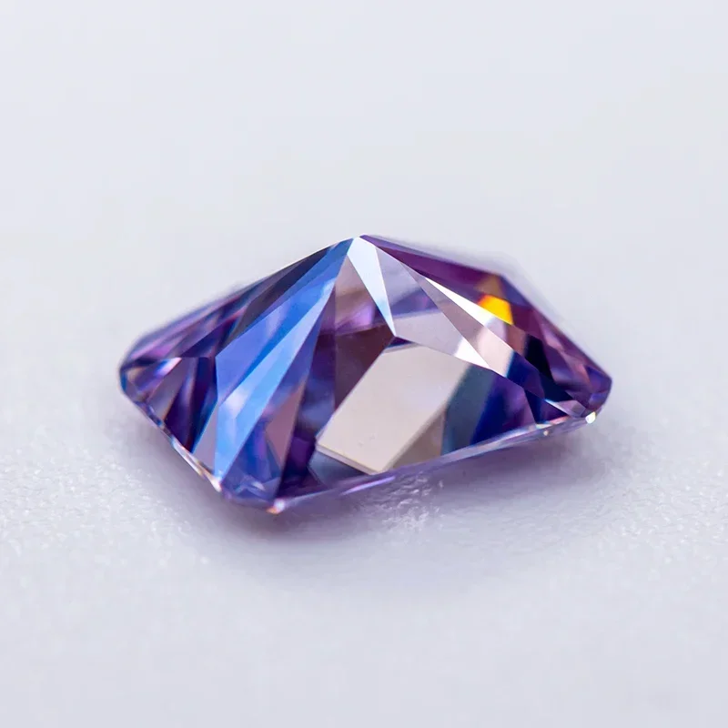 Moissanite Stone Gemstone Radiant Cut Lavender Color Lab Grown Diamond for Charms Jewelry Making Materials with GRA Certificate