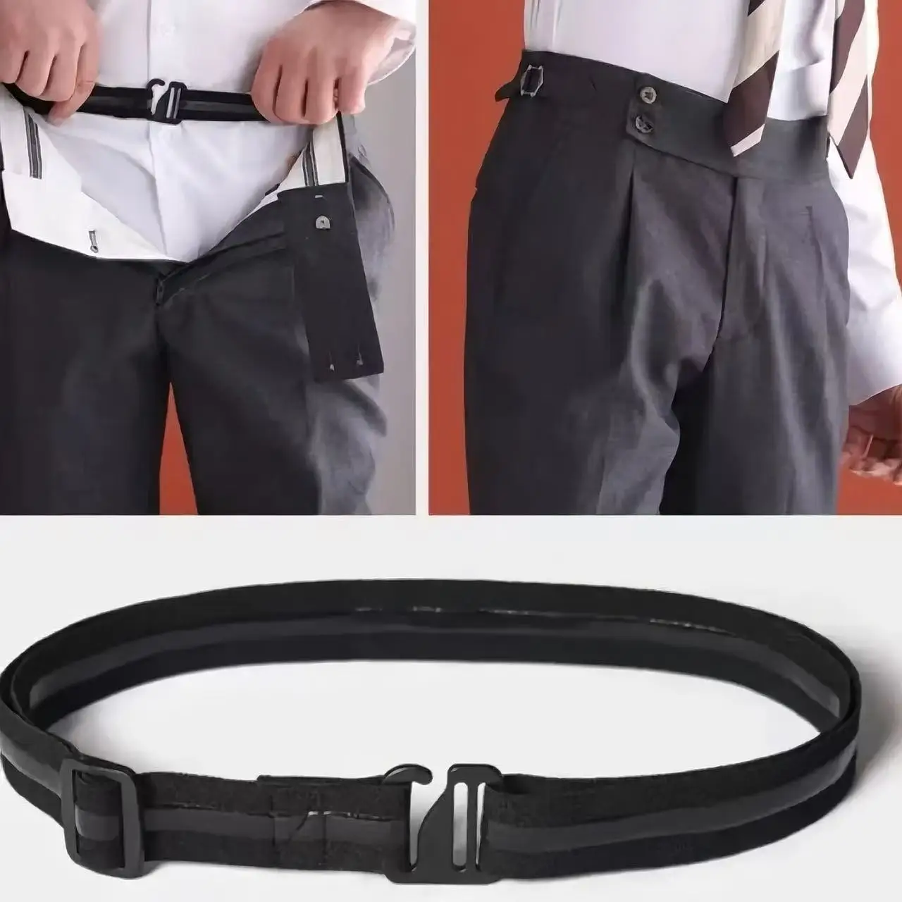 Men's Shirt Stays Anti-Slip Elastic Grip Adjustable Buckle Non-Textile Weaved Shirt Holder Belts for Daily Business Casual Use