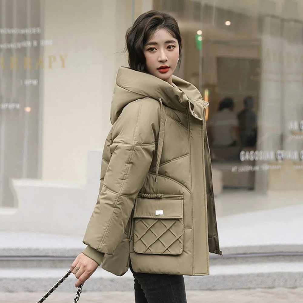 Explosions Online Celebrity Cotton-padded Jacket Short Loose Winter Clothes 2024 New Women\'s Winter Cotton-padded Hooded Coat.