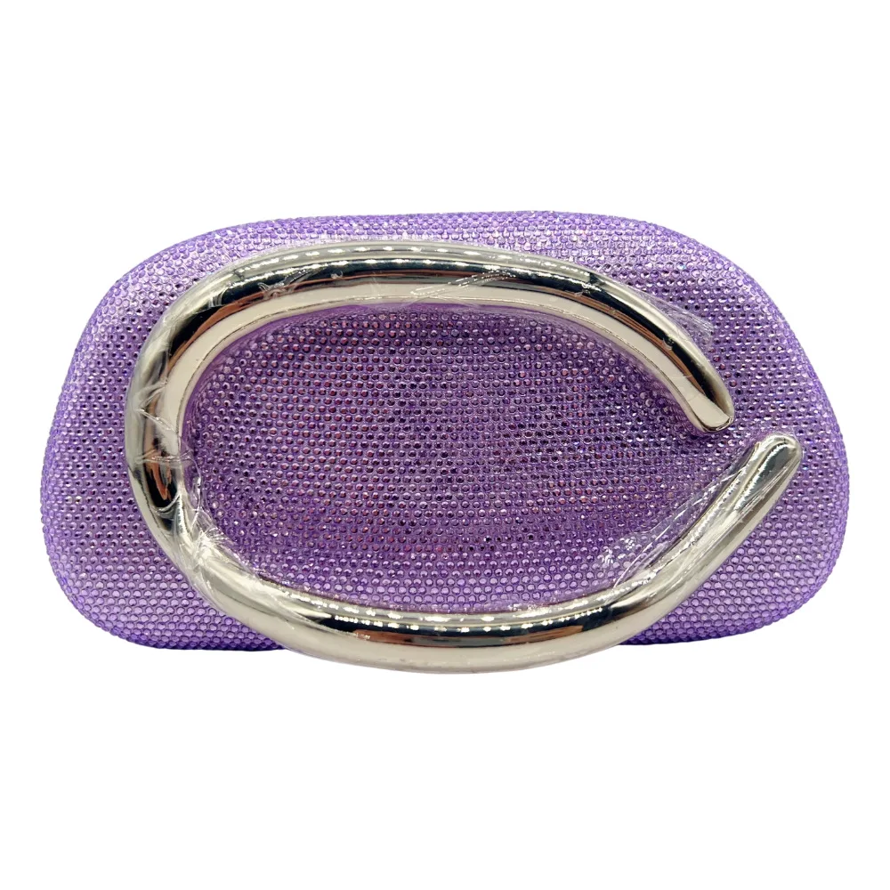 

Luxury Purple Crystal Evening Bags Clutch Flower Gold Diamond Day Clutches For Women Wedding Bridal Purse Formal Clutches