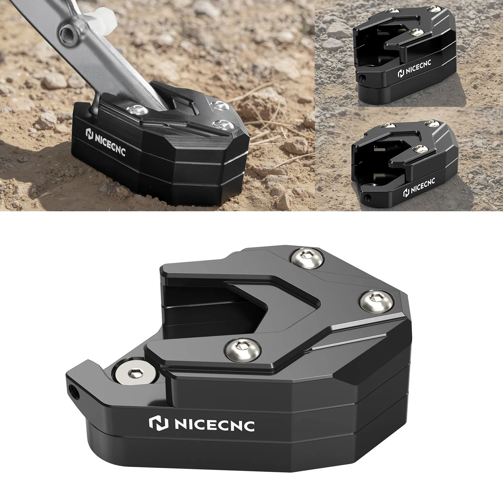 NICECNC Kickstand Extension Plate For BMW R 1300 GS Adventure R1300GS GSA R1300GSA 2024-2027 0.5in Raise Anti-Sink Wide Foot Pad