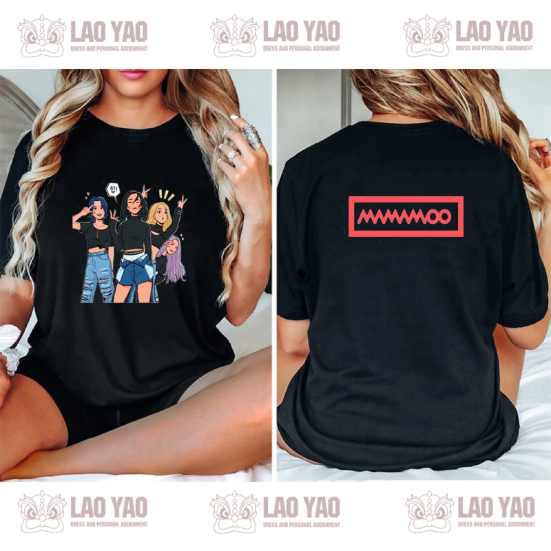 Ретро Классическая уличная одежда Mamamoo Sistar Harajuku унисекс Графические футболки топы Y2k одежда аналогичная K-POP футболка с алфавитом