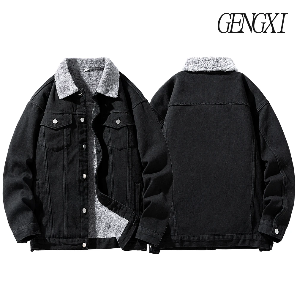 الرجال سترة الدنيم سميكة مبطنة بالصوف الخريف/الشتاء وصول جديد يندبروف الدافئة متعددة جيب التلبيب سترة شارع العليا خمر