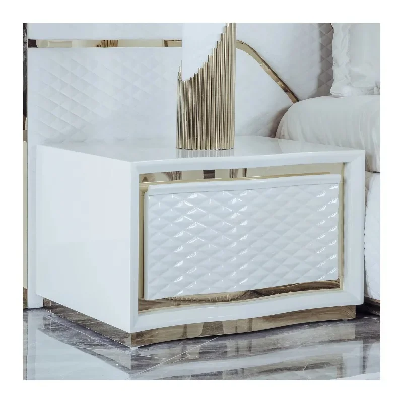 

Modern simple bedroom bedside table bedside table wooden frame white bedside table