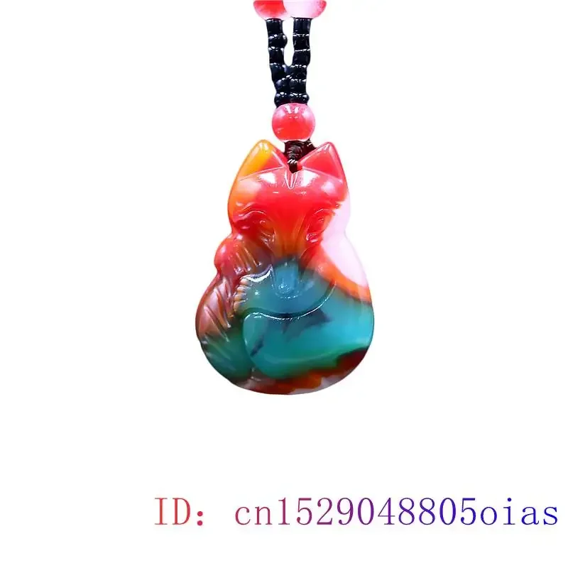 

Color Jade Fox Pendant Fashion Jadeite Gemstone Gifts Chinese Necklace Jewelry Carved Amulet Women Natural Charm