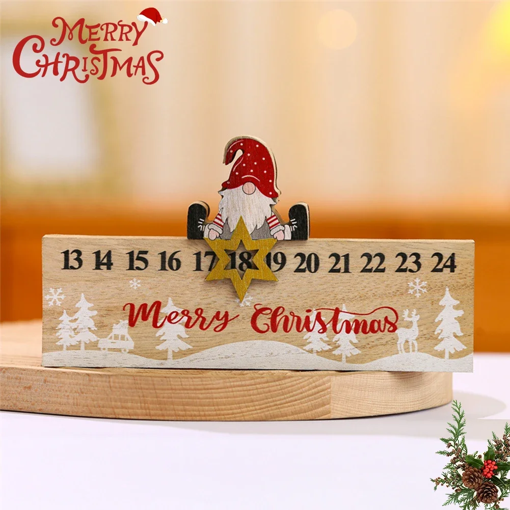 Christmas Count Down Calendar Santa Claus Elk Snowman Wooden Calendar Christmas Ornaments Home Desktop Decoration New Year Gifts