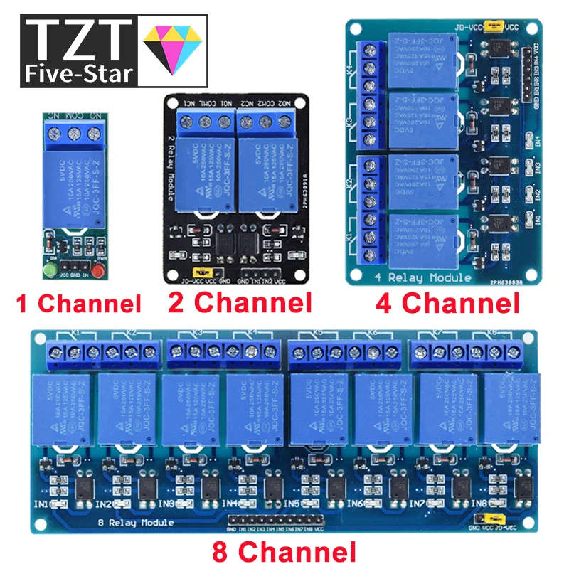 TZT 5V/12V 1 2 4 6 8 channel relay module with optocoupler Relay Output 1 2 4 6 8 way relay module for arduino In stock