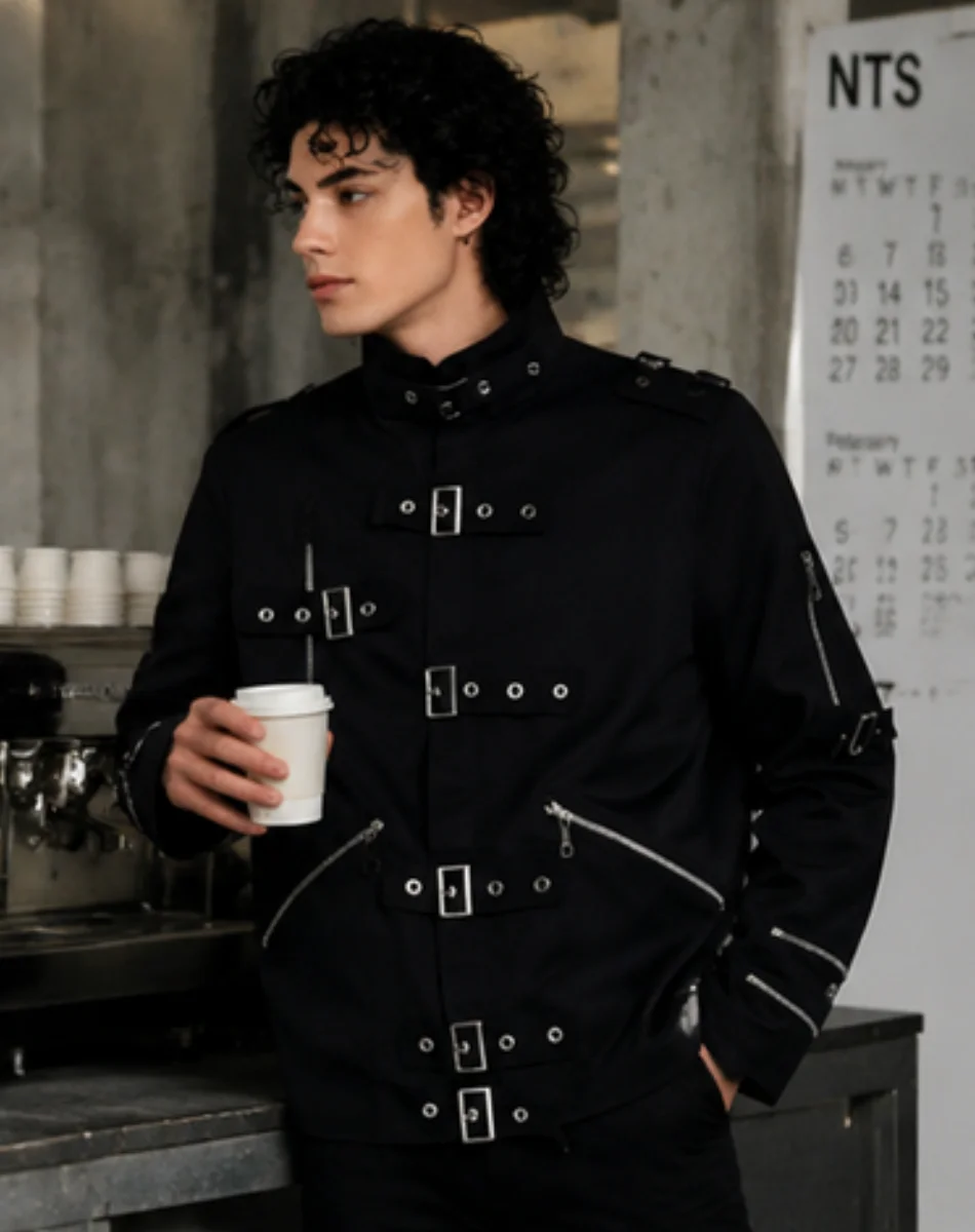 Michael Jackson BAD Punk Jacket Black Stretch Cotton Outwear for Role-player Impersonator Halloween Cosplay view 2