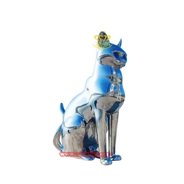Fashionable Animal Theme Stainless Steel Polishing and Welding Technique Metal for Cat Statue for Garden Decoration