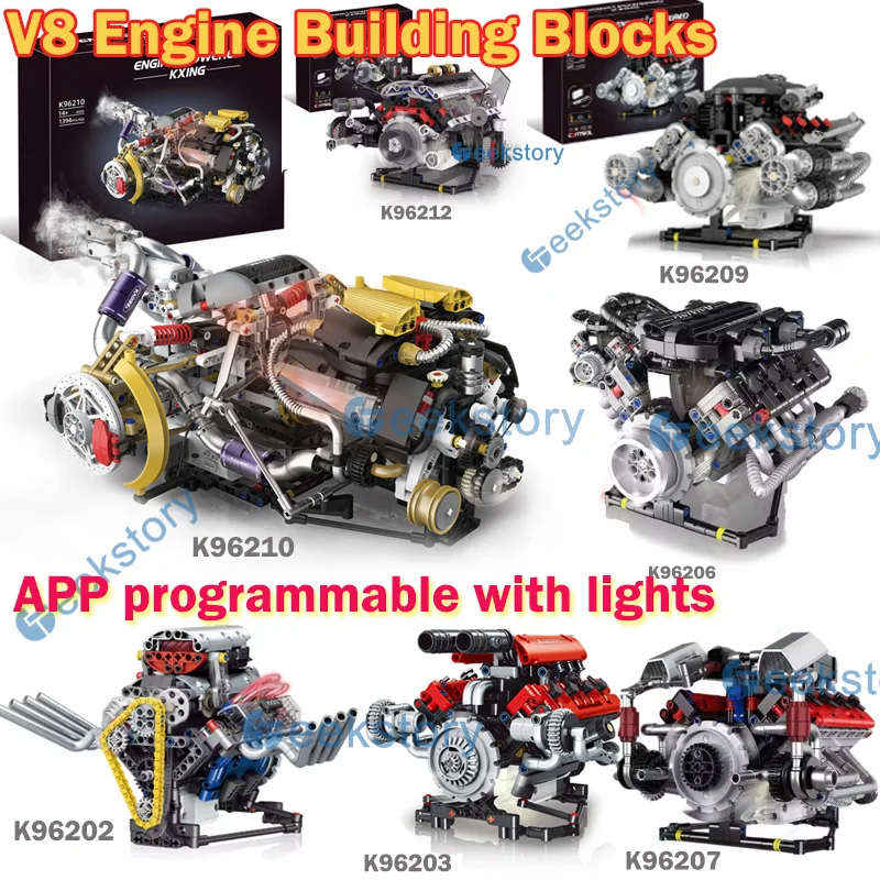 

715 шт. Light Edition K96206 модель MOC блоки спортивный автомобиль V8 двигатель водителя орнамент строительные кирпичи DIY игрушки коллекция подарки